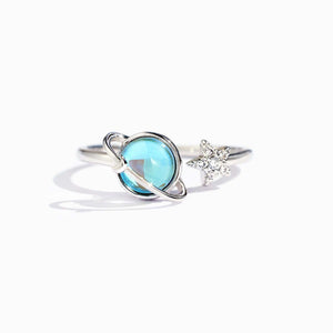 Blue Aurora Planet Saturn Star Open Ring - Perimade & Co.