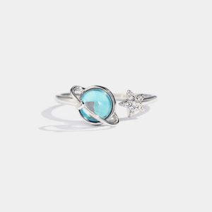 Blue Aurora Planet Saturn Star Open Ring - Perimade & Co.