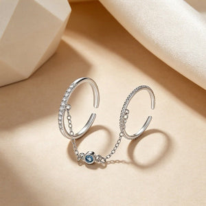 Blue CZ Link Double Open Loop Stacking Ring - Perimade & Co.