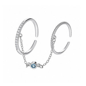 Blue CZ Link Double Open Loop Stacking Ring - Perimade & Co.