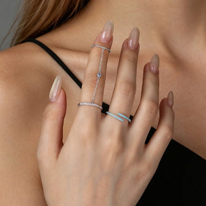 Blue CZ Link Double Open Loop Stacking Ring - Perimade & Co.