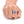 Hand wearing a ring with blue and silver design on a white background