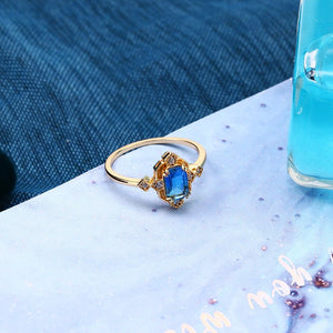 Blue Emerald Cut Quartz Statement Ring - Perimade & Co.