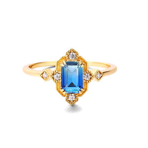 Blue Emerald Cut Quartz Statement Ring - Perimade & Co.