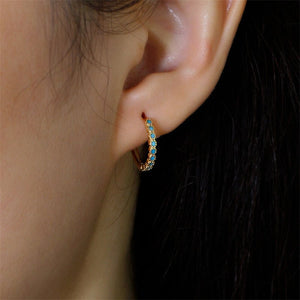 Blue Gemstone Boho Huggie Hoop Earring - Perimade & Co.
