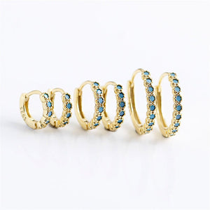 Blue Gemstone Boho Huggie Hoop Earring - Perimade & Co.