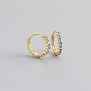 Blue Gemstone Boho Huggie Hoop Earring - Perimade & Co.