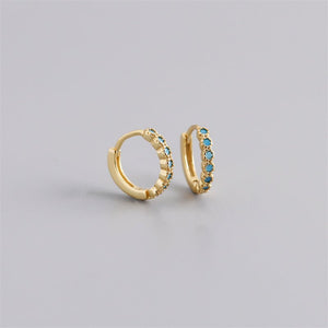 Blue Gemstone Boho Huggie Hoop Earring - Perimade & Co.