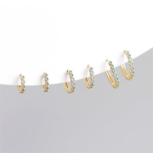 Blue Gemstone Boho Huggie Hoop Earring - Perimade & Co.