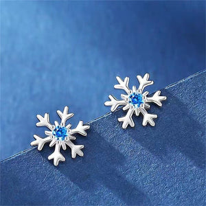 Blue Gemstone Snowflake Stud Earrings - Perimade & Co.