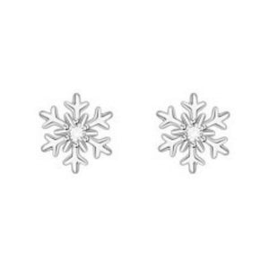 Silver snowflake earrings on a white background
