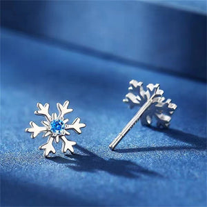 Blue Gemstone Snowflake Stud Earrings - Perimade & Co.