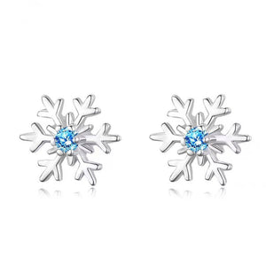 Blue Gemstone Snowflake Stud Earrings - Perimade & Co.