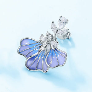 Blue Iris Flower Statement Drop Earrings - Perimade & Co.