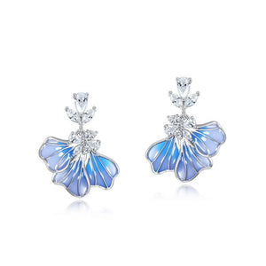 Blue Iris Flower Statement Drop Earrings - Perimade & Co.