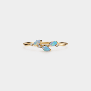 Blue Marquise Opal Leaf Cluster Stacking Ring - Perimade & Co.