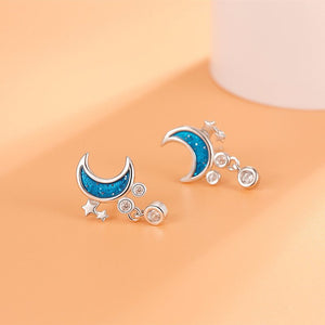 Blue Moon Star Dangle Drop Stud Earrings - Perimade & Co.
