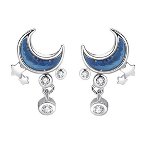 Blue Moon Star Dangle Drop Stud Earrings - Perimade & Co.