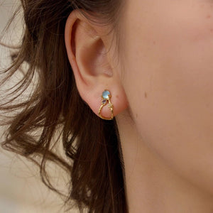 Blue Stone Textured Split Open Hoop Earrings - Perimade & Co.