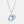 Silver necklace with a blue gemstone pendant on a white background