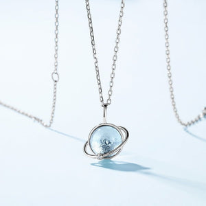 Blue Topaz Planet Saturn Pendant Necklace - Perimade & Co.