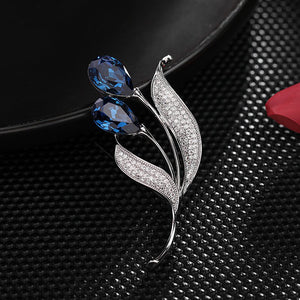 Blue Tulip Flower Wedding Statement Brooch - Perimade & Co.
