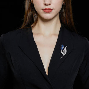 Blue Tulip Flower Wedding Statement Brooch - Perimade & Co.