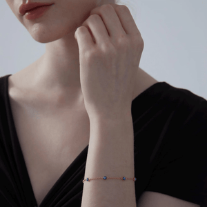 Blue Turkish Evil Eye Charm Station Bracelet - Perimade & Co.