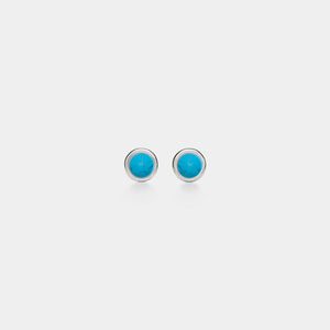 Pair of turquoise stud earrings on a white background
