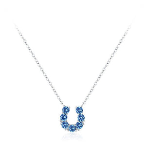 Blue U-Shaped Horseshoe Pendant Necklace - Perimade & Co.