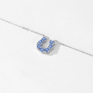 Blue U-Shaped Horseshoe Pendant Necklace - Perimade & Co.