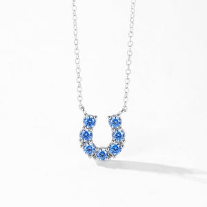 Blue U-Shaped Horseshoe Pendant Necklace - Perimade & Co.