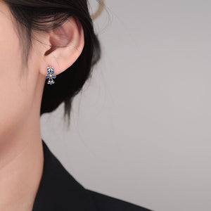 Blue White Flower Huggie Hoop Earrings - Perimade & Co.