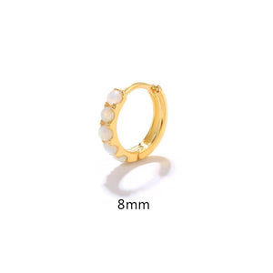 Blue White Opal Small Huggie Hoop Earrings - Perimade & Co.