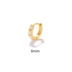 Blue White Opal Small Huggie Hoop Earrings - Perimade & Co.