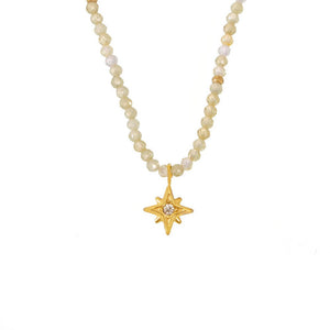 Boho Beaded Starburst CZ Pendant Necklace - Perimade & Co.