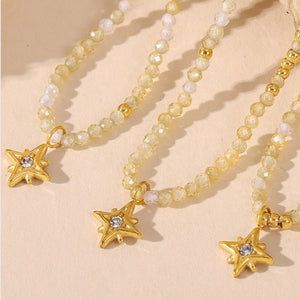 Boho Beaded Starburst CZ Pendant Necklace - Perimade & Co.