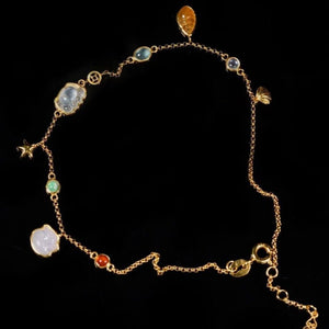 Boho Multi Crystal Beach Starfish Charm Anklet - Perimade & Co.