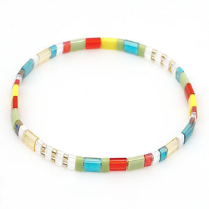 Boho Turquoise Coral Tile Bead Bracelet - Perimade & Co.