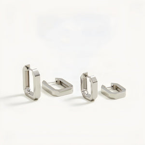 Bold Geometric Rectangular Huggie Earrings - Perimade & Co.