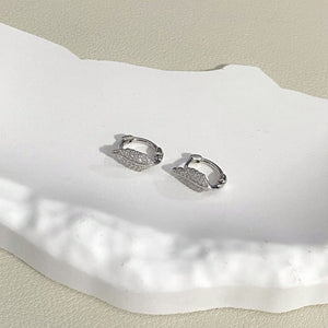 Botanical Leaf Pave CZ Huggie Hoop Earrings - Perimade & Co.