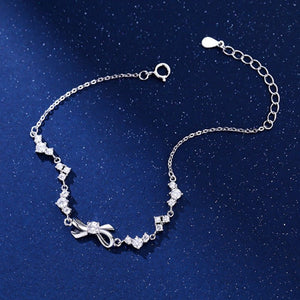 Bow Heart Triple CZ Adjustable Chain Bracelet - Perimade & Co.