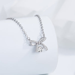 Bow Tie Bowknot Dancing Stone Necklace - Perimade & Co.
