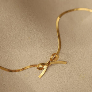 Bowknot Snake Chain Choker Necklace - Perimade & Co.