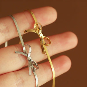 Bowknot Snake Chain Choker Necklace - Perimade & Co.