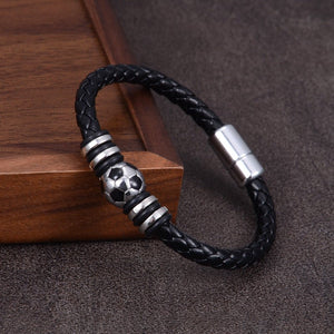 Braided Leather Soccer Ball Magnetic Bracelet - Perimade & Co.