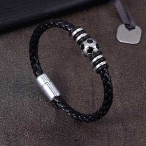 Braided Leather Soccer Ball Magnetic Bracelet - Perimade & Co.