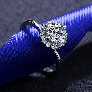 Brilliant Moissanite Halo Engagement Ring - Perimade & Co.