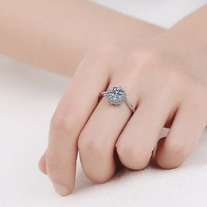Brilliant Moissanite Halo Engagement Ring - Perimade & Co.