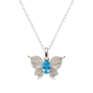 Butterfly Blue Topaz Textured Charm Necklace - Perimade & Co.